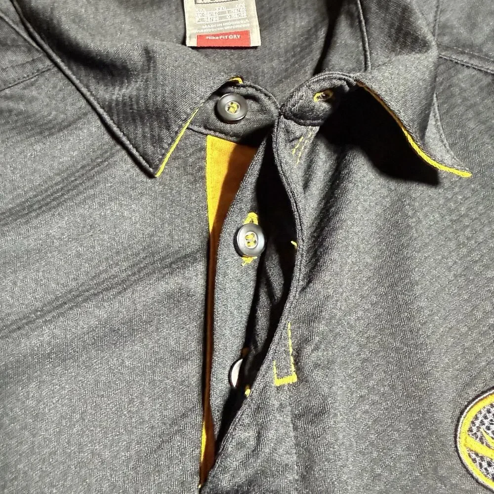 Vtg‎ Nike Team Mizzou Missouri Tigers Polo Shirt Mens 2XL FitDry Black Gold NCAA